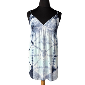Lucky Brand 2007 Y2K Blue Tie-Dye Babydoll Slip Dress